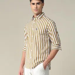 u.s. polo assn. Men Regular Fit Striped Spread Collar Casual Shirt image 4