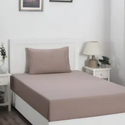 MASPAR Brown Cotton 210 TC Single Bed Bedsheet With 1 Pillow Cover-picture-19