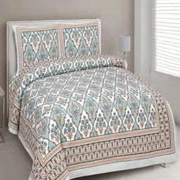 UNIQCHOICE Grey & White Floral Pure Cotton 180 TC King Bedsheet With 2 Pillow Covers-picture-11