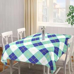 Arrabi Green & Blue Checked 6-Seater Table Cover image 1
