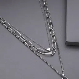 SOHI Silver-Toned Silver-Plated Layered Necklace-picture-28