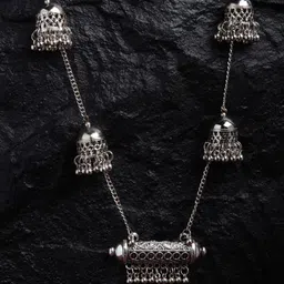 Shining Diva Silver-Toned Silver-Plated Oxidised Necklace-picture-21