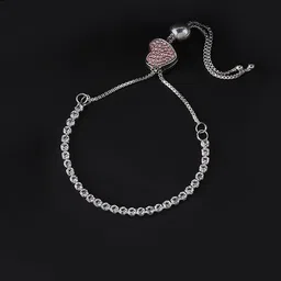 Yellow Chimes Women Silver-Toned & Pink Crystals Bracelet-picture-19
