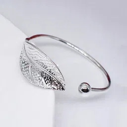 Yellow Chimes Women Silver-Toned Rhodium-Plated Cuff Bracelet-picture-24