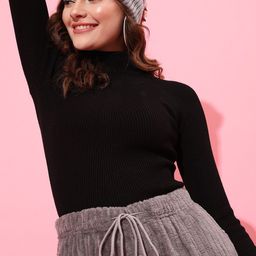 STREET 9 Women Black Ribbed Pullover-picture-7