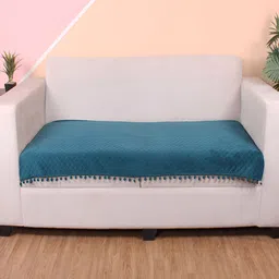 STITCHNEST Sea Green & Beige Self Design 3 Seater Sofa Cover-image-65
