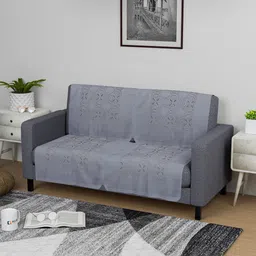 Kuber Industries Grey & White Printed Cotton 4 Piece Sofa Cover image 1