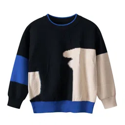StyleCast Boys Black & Blue Colourblocked Cotton Pullover Sweater-picture-15