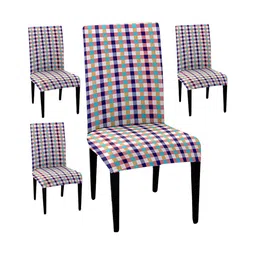 Lazi 4 Piece Red & White Printed Stretchable Chair Covers-picture-25