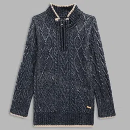 Blue Giraffe Boys Navy Blue Speckled Pullover-picture-25