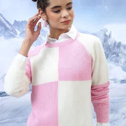 Tokyo Talkies Colourblocked Acrylic Pullover-picture-20