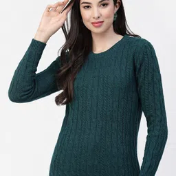 Kalt Round Neck Cable Knit Acrylic Sweater-picture-3