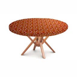Stylista Orange & White Floral Printed Waterproof Round Elasticated 4 Seater Table Cover-image-72