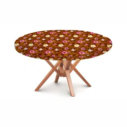Stylista Orange & Pink Floral Printed Waterproof Round Elasticated 4 Seater Table Cover-image-67