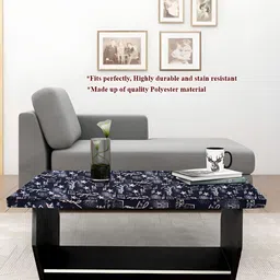 Stylista Blue & White Floral Printed Waterproof Rectangle 1.52 m x 30.48 cm Table Cover image 2