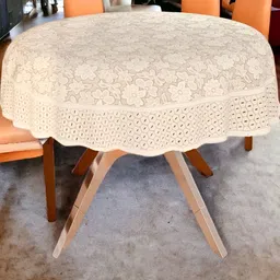 BIGGER FISH Beige Cotton 6-Seater Table Cover-image-96