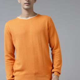 Blackberrys Men Orange Pure Cotton Textured Pullover-picture-14