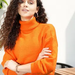 STREET 9 Women Orange Crop Pullover-picture-42