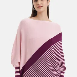 Kazo Colourblocked Boat Neck Long Sleeves Pullover Sweater-image-53
