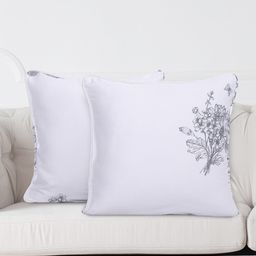 SWAYAM White & Grey Set of 2 Floral Square Cushion Covers-image-36