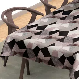 Arrabi Brown Geometric Printed 6-Seater Table Cover image 3