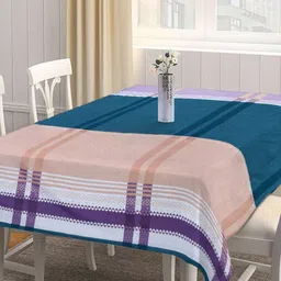 Arrabi Blue & Beige Checked 8-Seater Table Cover image 2