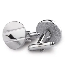 kavove KOVOVE Men Silver-Toned Textured Circular Cufflinks image 4