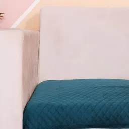 STITCHNEST Sea Green Self Design 1 Seater Sofa Cover image 5