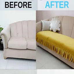THROWPILLOW Mustard Yellow Anti Slip Pleated Sofa Cover image 2
