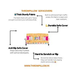 THROWPILLOW Mustard & White Printed Polyester 1 Piece Sofa Cover image 3