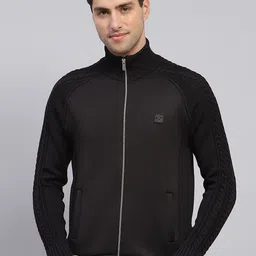 Monte Carlo Men Cable Knit Mock Neck Front-Open Sweater image 2