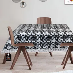 Stylista Grey & Black Geometric Printed Waterproof 2-Seater Table Cover image 2