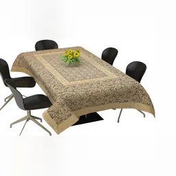 BIGGER FISH Gold-Toned Cotton 6-Seater Table Cover image 2