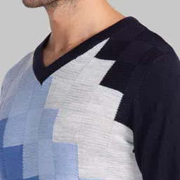 Parx Men Navy Blue & White Printed Pullover image 5