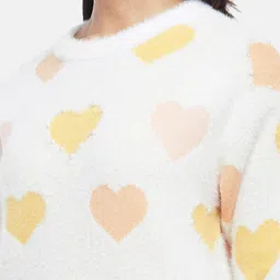 Honey by Pantaloons Women Off White & Yellow Printed Pullover Sweaters image 2