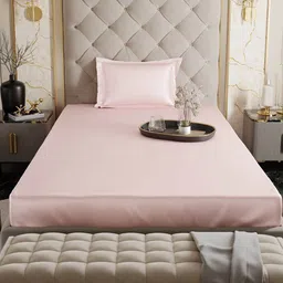 Stoa Paris Date Night Pink 300 TC Satin Fitted Single Sheet with 1 Pillow Cover image 3