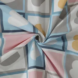 Arrabi Blue & White Geometric Printed 6-Seater Table Cover image 3