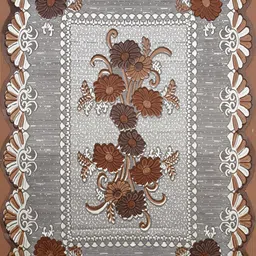 BIGGER FISH Brown & White Cotton 4 Seater Table Cover image 3