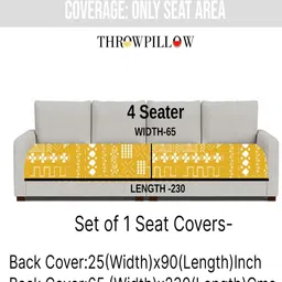 THROWPILLOW Mustard & White Printed Polyester 1 Piece Sofa Cover image 2
