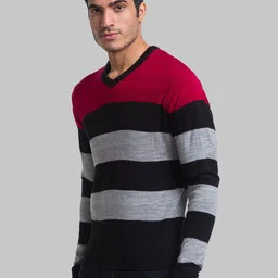 Parx Men V-Neck Colourblocked Acrylic Pullover image 5