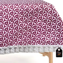 Stylista Pink & White Abstract Printed Waterproof Square 4 Seater Table Cover image 2