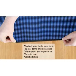 Stylista Blue & Black Checked Waterproof 4-Seater Table Cover image 3
