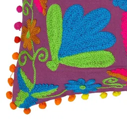 HANDICRAFT PALACE Magenta & Green Embroidered Square Cushion Covers image 4