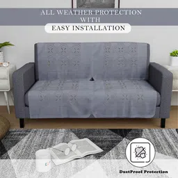 Kuber Industries Grey & White Printed Cotton 4 Piece Sofa Cover image 5