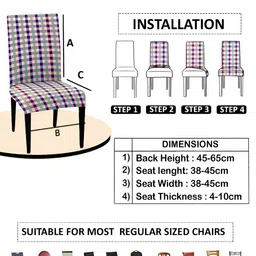 Lazi 4 Piece Red & White Printed Stretchable Chair Covers image 4