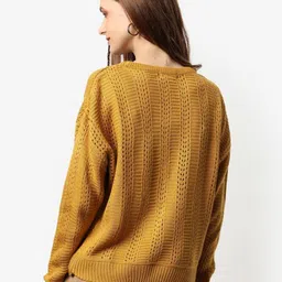 Campus Sutra Self Design Cable Knit Woollen Pullover image 2