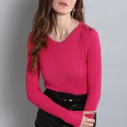 Vero Moda Self Design Ribbed Pullover image 3