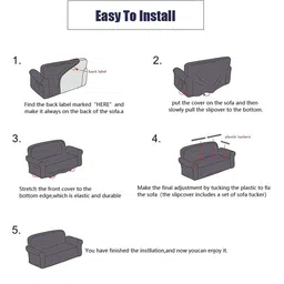 HOUSE OF QUIRK White & Green Floral Stretchable Non-Slip Sofa Cover image 4