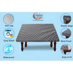 Stylista Grey & Black Printed Waterproof Table Cover image 5