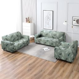 Aura Green & White Printed 3 Pieces Strechable Sofa Covers-picture-14